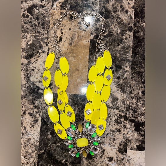LOFT Jewelry - The Loft Yellow, Green & Clear Rhinestone Silver Necklace